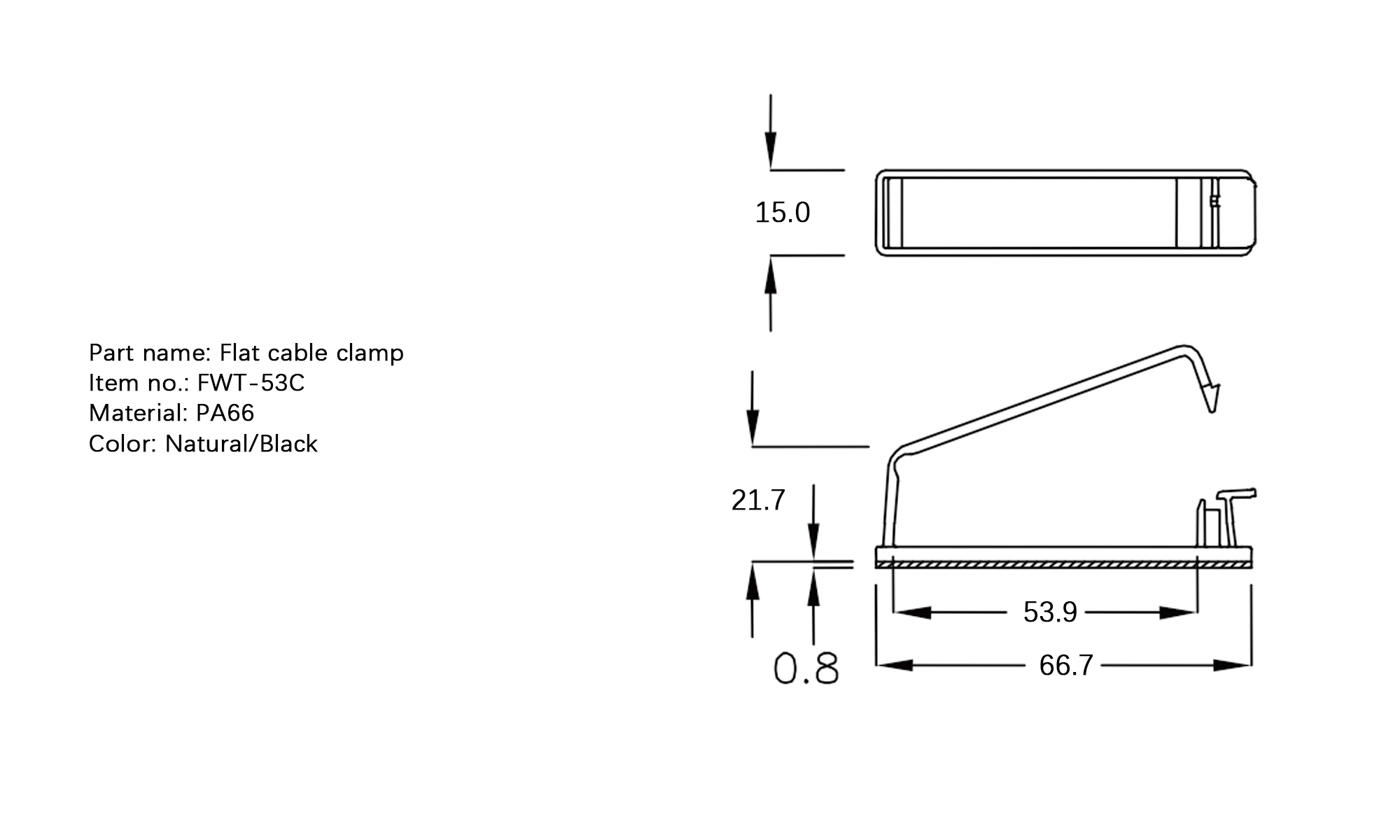 Plastic Flat Cable Clamp FWT-53C